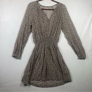 Faherty Montara Leaf Batik Long Sleeve Dress Size Small